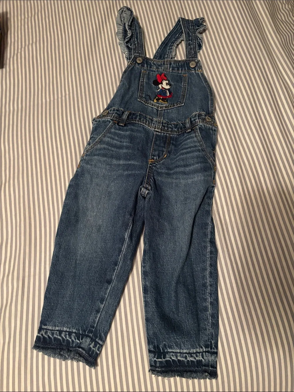 GAP Denim Overalls with Minnie Mouse Patch - Blue, Red